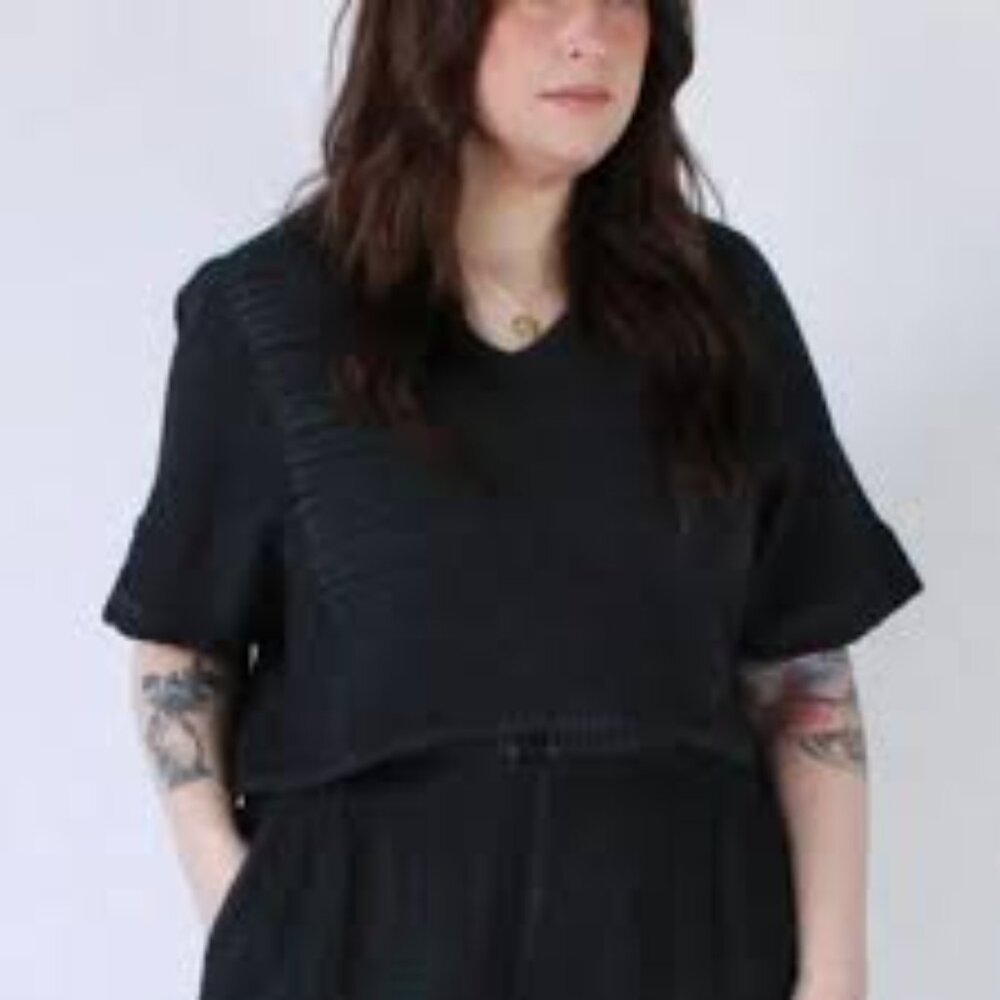 Pokoloco Muslin Cotton Crinkle Crop Top - Size OS - Distressed Natural Black - Picture 8 of 13